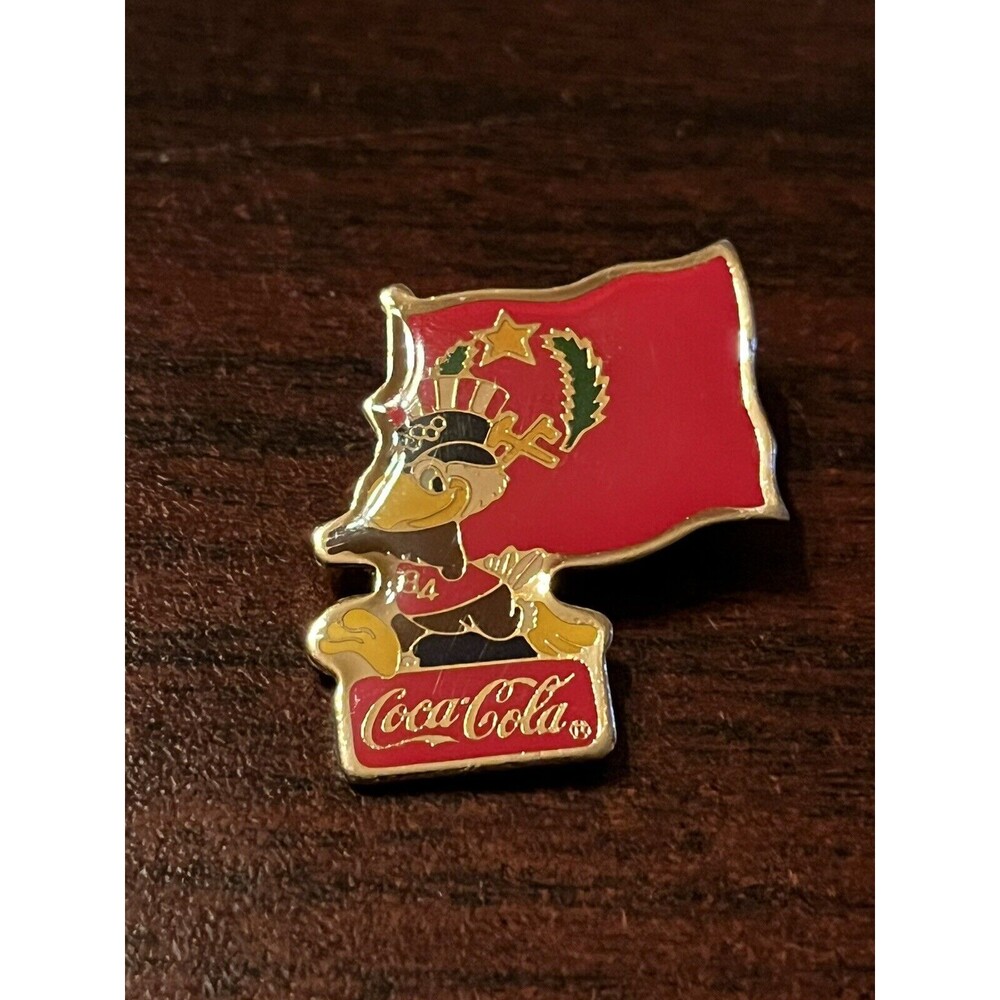 Vintage 1984 Los Angeles Olympics Coca Cola‎ Sam Eagle Congo Flag Lapel Pin